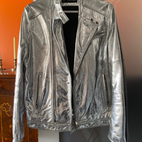 dsquared mens silver leather jacket - Picture 1 of 4